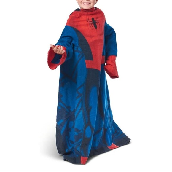 Spider-Man Spidey Webs Youth Silk Touch Comfy Throw Blanket Sleeves Marvel - Picture 1 of 3